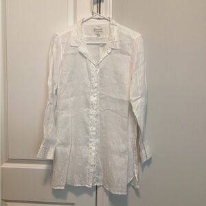 Garnet Hill White Button-Up tunic